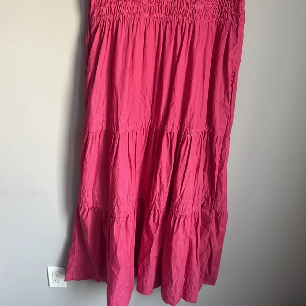 Quince Hot Pink Short-Sleeve Tiered Maxi Dress - Picture 10 of 13
